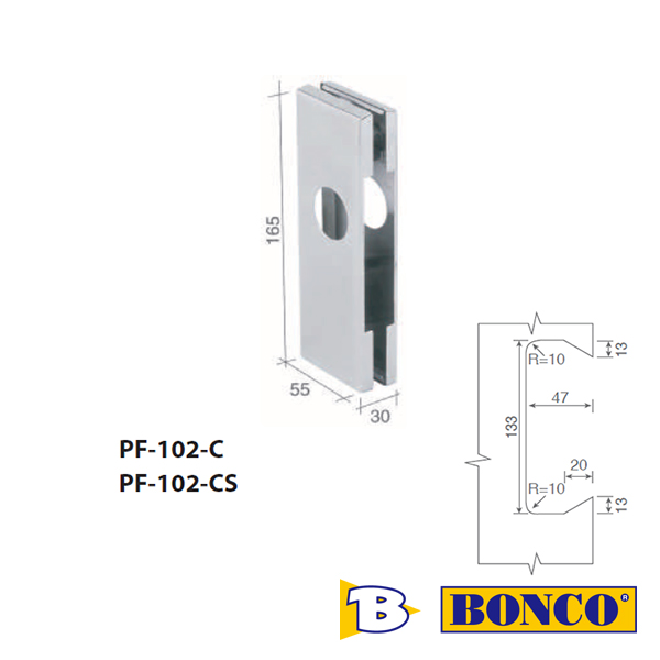 Center Patch Lock with Double Cylinder Bonco PF102 C 