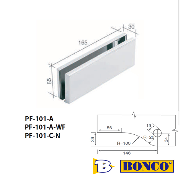 Overhead Pivot Patch with Wall fixing Bonco PF101A WF 
