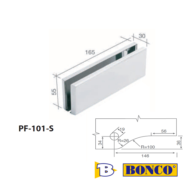 Overhead Stopper Patch (Single Leaf Door) Bonco PF101 S 