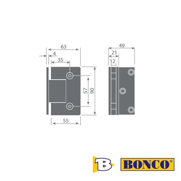 Shower Door Hinge (90 Degrees) Bonco GHC 01A N2 